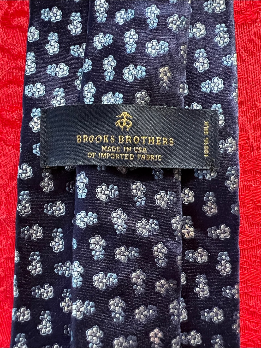 Brooks Brothers Men’s Navy 100% Silk Tie Geometric Print Made in USA 3.25”